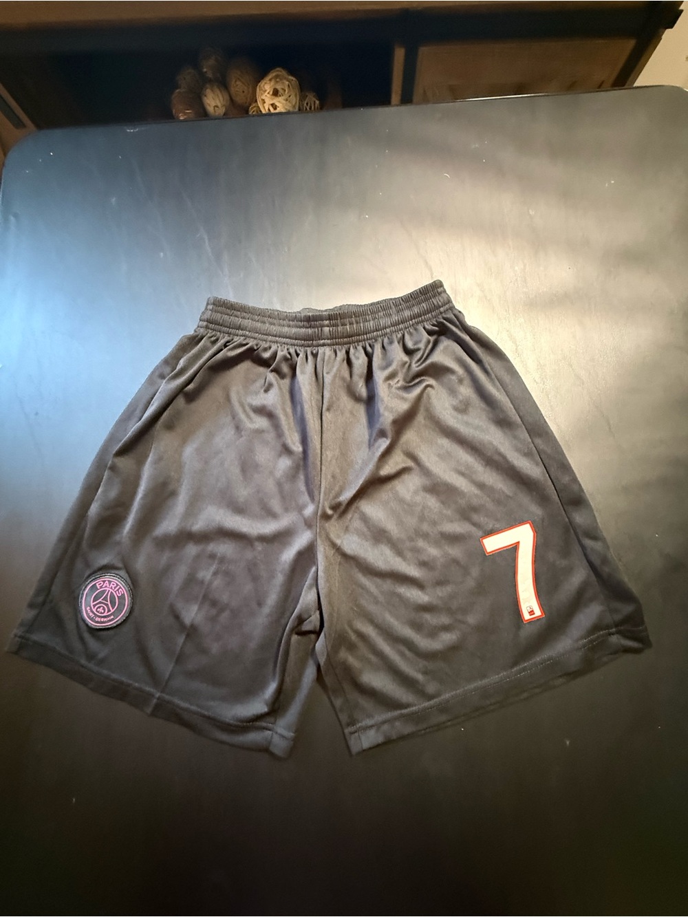 Paris Saint-Germain PSG Black Soccer Shorts #7 Mbappé Youth Size Small
